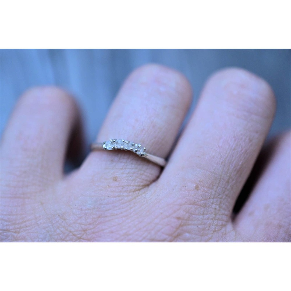 4 stone silver wedding band ring with small stones1.5mm wide sterling si…